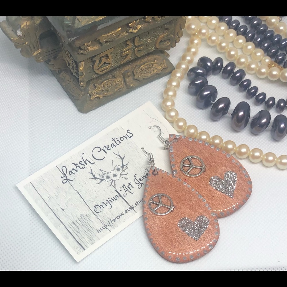 Mixed Media Originals Earrings Peace & Love
